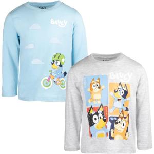 Bluey Bingo Dad Mom 2 Pack T-Shirts Toddler to Little Kid(Blue/Gray)