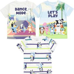 Bluey Bingo Dad Mom Coco Honey Winton 3 Pack Athletic T-Shirts Toddler to Big Kid(Multicolor)