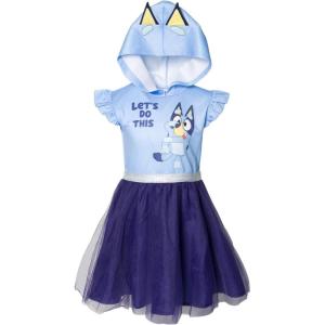 Bluey Bingo Girls Mesh Cosplay Dress Toddler to Big Kid(Blue)