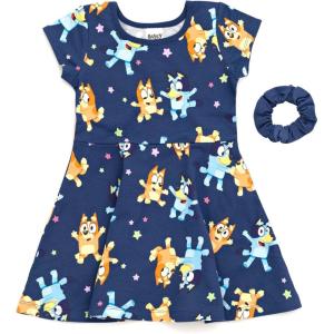 Bluey Bingo Skater Dress and Scrunchie Infant to Big Kid(Blue)