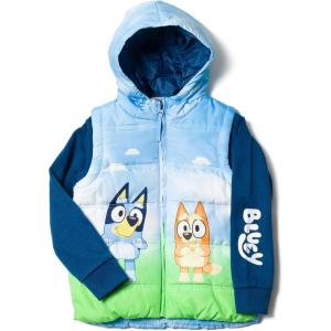 Bluey Bingo Zip Up Vest 2fer Jacket Toddler to Little Kid(Blue)