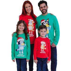 Bluey Christmas Matching Family Long Sleeve T-Shirt Toddler to Adult(Green / Dad)