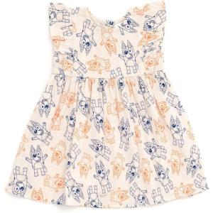 Bluey Cotton Gauze Matching Family Outfits Dress & Button Down Shirt & Shorts Infant to Little Kid Sizes (12 Months – 7-8)(Girl’s Dress)