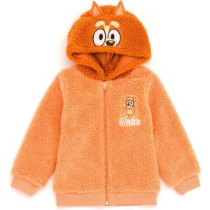 Bluey Cozy Sherpa Zip Up Cosplay Hoodie Toddler to Big Kid Sizes (2T – 10-12)(Orange)