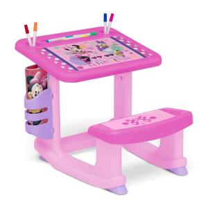 Bluey Draw and Play Desk by Delta Children – Includes 10 Markers and Coloring Book, Blue(Minnie Mouse)