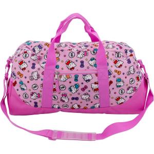 Bluey Duffle Bag, 16” Travel Sleepover Bag for Girls & Boys, Kids Weekender Bag, Blue(Hello Kitty)