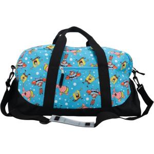 Bluey Duffle Bag, 16” Travel Sleepover Bag for Girls & Boys, Kids Weekender Bag, Blue(Spongebob)