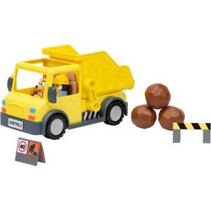Bluey Dump Truck Toy Playset, Sturdy Working Toy Dump Truck with 2 Articulated Figures and 3 Huge Boulders, Construction Toys for Kids of Ages 3+(Dump Truck)