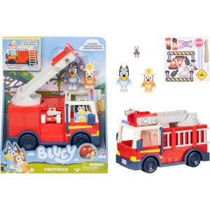 Bluey Dump Truck Toy Playset, Sturdy Working Toy Dump Truck with 2 Articulated Figures and 3 Huge Boulders, Construction Toys for Kids of Ages 3+(Fire Truck)