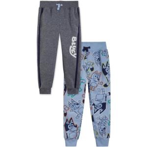 Bluey Fleece 2 Pack Jogger Pants Toddler to Big Kid Sizes (2T – 10-12)(Blue / Gray)