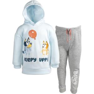 Bluey Fleece Pullover Hoodie and Pants Outfit Set Toddler to Little Kid Sizes (2T – 7-8)(Blue / Grey)