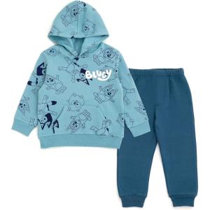 Bluey Fleece Pullover Hoodie and Pants Outfit Set Toddler to Little Kid Sizes (2T – 7-8)(Teal / Blue  Bluey)