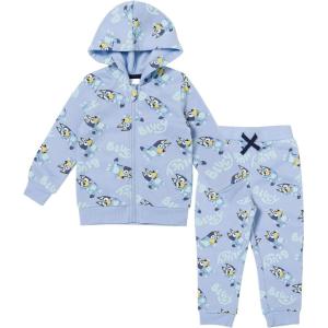 Bluey Fleece Zip Up Hoodie Set Toddler to Big Kid(Blue)