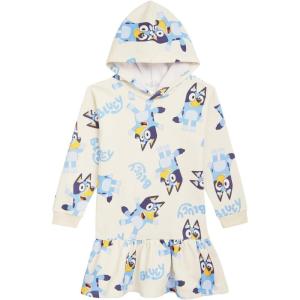 Bluey Girls Fleece Dress Toddler to Big Kid(White)