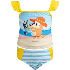 Bluey Girls UPF 50+ Tankini Top and Bikini Bottom Swim Set Toddler to Big Kid Sizes (2T – 10-12)(Blue)