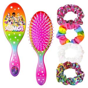 Bluey Hair Accessory 5 Pcs Set – 1 Regular 9 inch Bluey HairBrush For Girls + 4 Bluey Scrunchies For Kids – Accessories For Girls – Detangling Brush – Elastic Hair Ties Ropes Scrunchies Ages 3+(XOMG POP 5 Piece Hair Accessories)