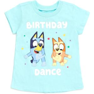 Bluey July 4th Halloween Christmas Birthday School Heart T-Shirt Infant to Big Kid Sizes (12 Months – 10-12)(Blue / Birthday)