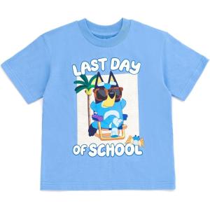 Bluey July 4th Halloween Christmas Birthday School Heart T-Shirt Infant to Big Kid Sizes (12 Months – 10-12)(Blue / Last Day of School)