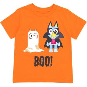 Bluey July 4th Halloween Christmas Birthday School Heart T-Shirt Infant to Big Kid Sizes (12 Months – 10-12)(Orange / Halloween)