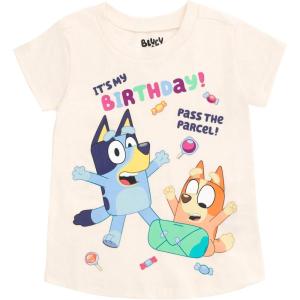 Bluey July 4th Halloween Christmas Birthday School Heart T-Shirt Infant to Big Kid Sizes (12 Months – 10-12)(White / Birthday)