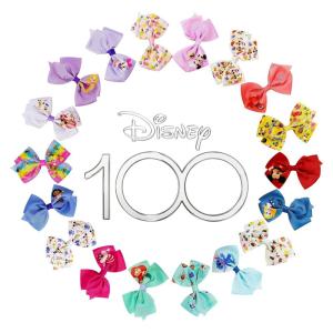 Bluey Kids Hair Bows – Hair Accessories Gift Set – Bluey Hair Bow – 7 Pcs 4 Inch Bow Bundle – HairBows for Girls – Different Bluey print on each clip – Alligator Clip – Ages 3 +(Disney 100th Anniversary)