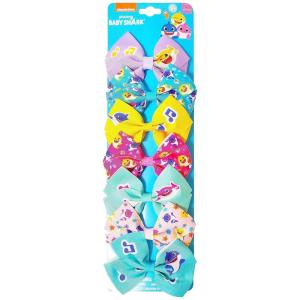 Bluey Kids Hair Bows – Hair Accessories Gift Set – Bluey Hair Bow – 7 Pcs 4 Inch Bow Bundle – HairBows for Girls – Different Bluey print on each clip – Alligator Clip – Ages 3 +(Baby Shark 2)