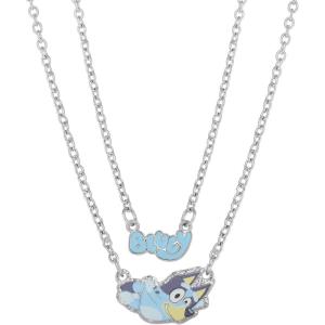 Bluey Layered Necklaces for Girls 2 Pieces, 16″-17″+3.25″ Kids Bluey Jewelry Official License