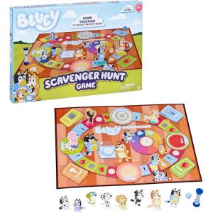 Bluey Scavenger Hunt Board Game, Cooperative Play with 4 Exclusive Mini-Figures, Indoor Games for Kids Ages 5+, Fun Toy Token Collecting Game(Scavenger Hunt Game)