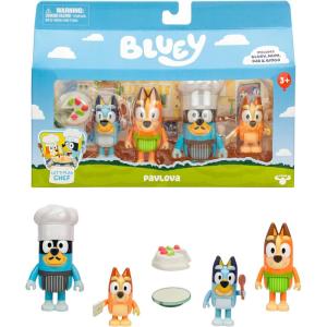 Bluey Super Fan Figurines for Toddlers Set, 11 Character Pack with Exclusive Figures, Toddler Figurine Toys Includes Bluey, Bingo & More, Ages 3+(3- Lets Play Chef)