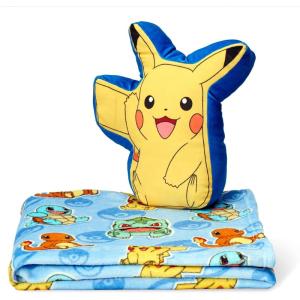 Bluey Throw & Plush Hugger Set, 50″x60″ Silk Touch Blanket with 3D Character Pillow – Soft, Cozy Blanket for Kids and Toddlers(Pikachu Cute)