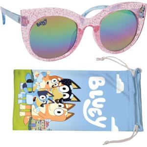 Bluey Toddler Sunglasses – Arkaid Bluey Cateye with Comfortable UV-Protective Bluey Sunglasses Toddler Size w/t Soft Case(Pink)