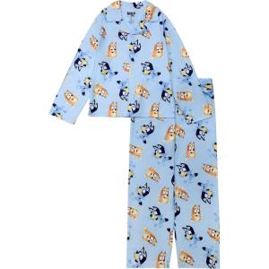 Bluey Unisex Kids’, 2-Piece Loose-fit Button Down Pajama Set, Soft & Cute for Kids, 8