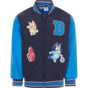 Bluey Varsity Zip Up Bomber Jacket Toddler to Little Kid Sizes (2T – 7-8)(Navy Blue)
