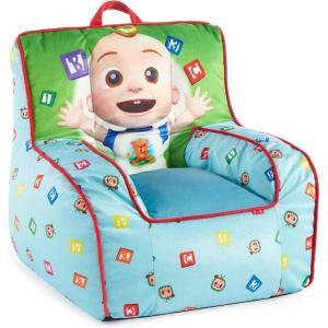 Bluey & Chloe Kids Micromink Bean Bag Sofa Chair,Soft Padded Toddler Seat with Piping & Carry Handle,Cozy Lounge Chair for Ages 3+,Blue(Cocomelon)