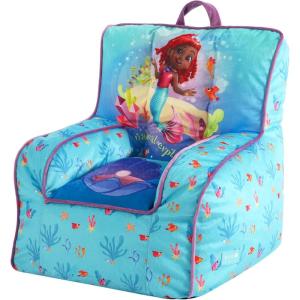 Bluey & Chloe Kids Micromink Bean Bag Sofa Chair,Soft Padded Toddler Seat with Piping & Carry Handle,Cozy Lounge Chair for Ages 3+,Blue(Little Mermaid)