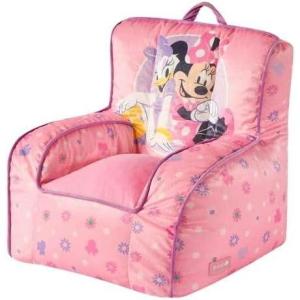 Bluey & Chloe Kids Micromink Bean Bag Sofa Chair,Soft Padded Toddler Seat with Piping & Carry Handle,Cozy Lounge Chair for Ages 3+,Blue(Minnie Mouse)