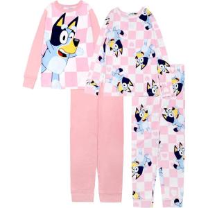 Bluey girls 4-piece Snug-fit Cotton Pajama Set, Soft & Cute for Kids(Hi Bluey)