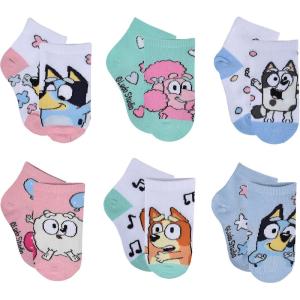 Bluey girls Multi Pack Kid’s Socks(White (6-pack))