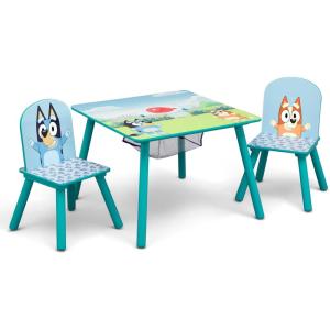 Delta Children Bluey Kids Table and Chair Set with Storage (2 Chairs Included) – Greenguard Gold Certified – Ideal for Arts & Crafts, Snack Time, Homeschooling, Homework & More, Blue(Bluey)