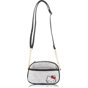 Disney Sanrio Bluey Purse Crossbody Handbag for Women | Metallic Vinyl Women’s Shoulder Handbag(Hello Kitty White)