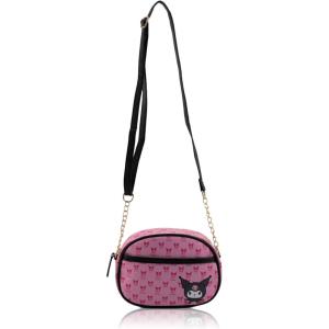 Disney Sanrio Bluey Purse Crossbody Handbag for Women | Metallic Vinyl Women’s Shoulder Handbag(Kuromi)