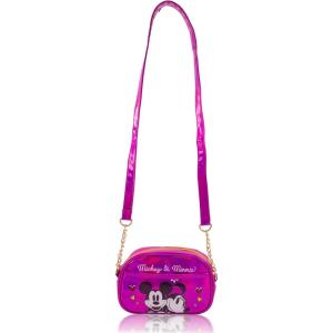 Disney Sanrio Bluey Purse Crossbody Handbag for Women | Metallic Vinyl Women’s Shoulder Handbag(Mickey and Minnie)