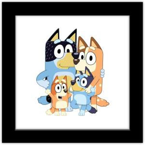 Gallery Pops Bluey – Dad, Mum, Bluey and Bingo Wall Art, White Framed Version, 12” x 12”(Black Framed Version)