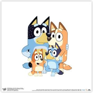 Gallery Pops Bluey – Dad, Mum, Bluey and Bingo Wall Art, White Framed Version, 12” x 12”(Unframed Version)