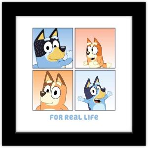Gallery Pops Bluey – For Real Life Wall Art, White Framed Version, 12″ x 12″ Gallery Pops Wall Art(Black Framed Version)