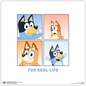 Gallery Pops Bluey – For Real Life Wall Art, White Framed Version, 12″ x 12″ Gallery Pops Wall Art(Unframed Version)
