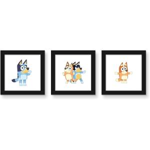Gallery Pops Bluey – Sisters Wall Art Bundle (3-Pack) Gallery Pops Wall Art, White Framed Version(Black Framed Version)