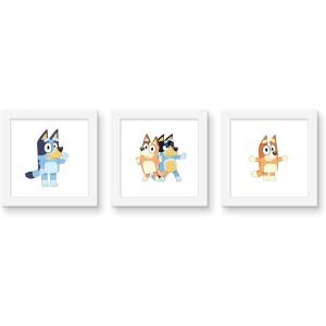 Gallery Pops Bluey – Sisters Wall Art Bundle (3-Pack) Gallery Pops Wall Art, White Framed Version(White Framed Version)