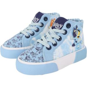 Ground Up Bluey Sneakers for Kids – Unisex High-top Bluey and Bingo Shoes with a Side Zipper so They Slip on!(Blue)