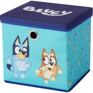 Idea Nuova Bluey Collapsible Fabric Storage Cube,10” Organizer Bin with Lid for Bedroom, Playroom, and Closet(Bluey)